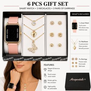 Aeropostale Digital Watch Jewelry Set Pink Gold Tone